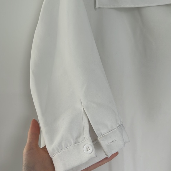 Women white chiffon blouse 3/4 sleeves - Picture 3 of 4